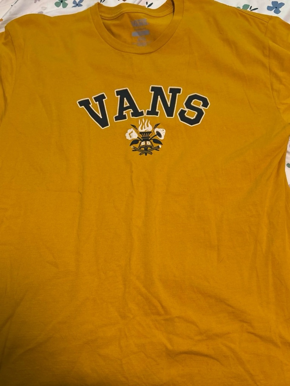 Vans Men's Mustard Gold Graphic Logo Short Sleeve Tee
